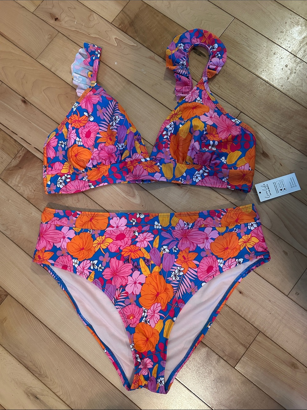 Cupshe Floral Bikini Set in Pink, Orange, Purple, Blue